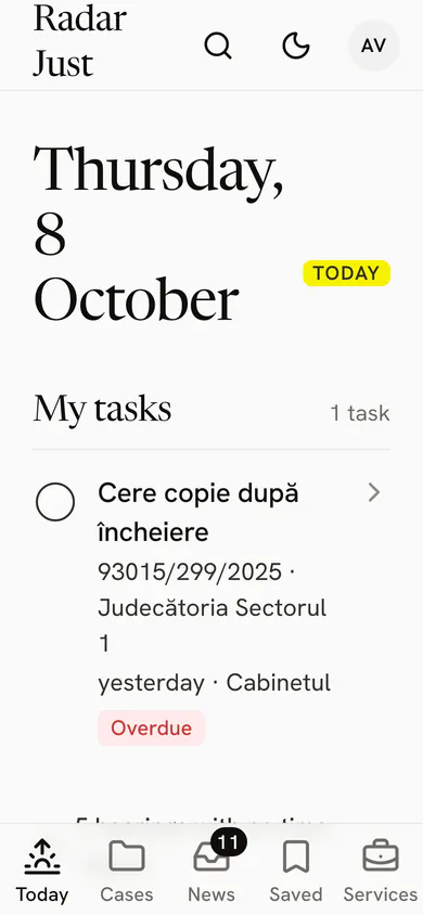 The Today screen at the largest text size: the date on three lines and the first task, the lines wrapped and nothing cut off.