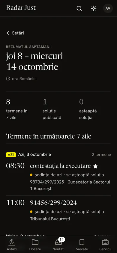 Ecranul Rezumatul săptămânii: termenele din zilele următoare și soluțiile publicate.